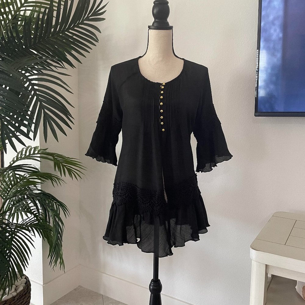 Black Boho Sheer top